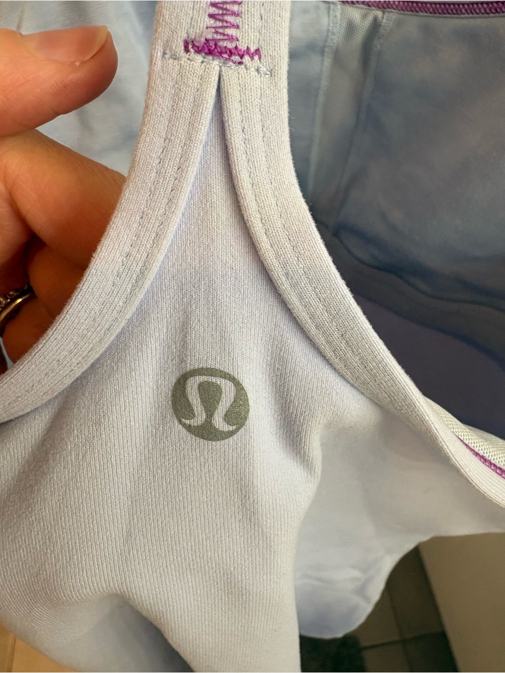lululemon athletica Lavender Racerback Sports Bra with Subtle Silver Logo